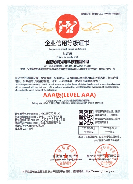 Китай Hefei Youshi  Optic-electronic Technology Co,. Ltd Сертификаты